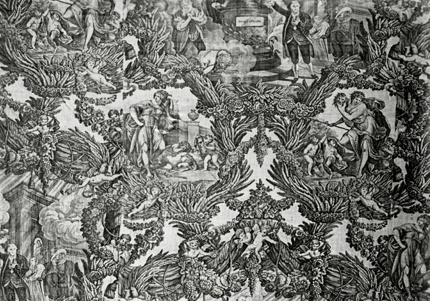 Garrick and Shakespeare with Tragedy and Comedy (Furnishing Fabric)
