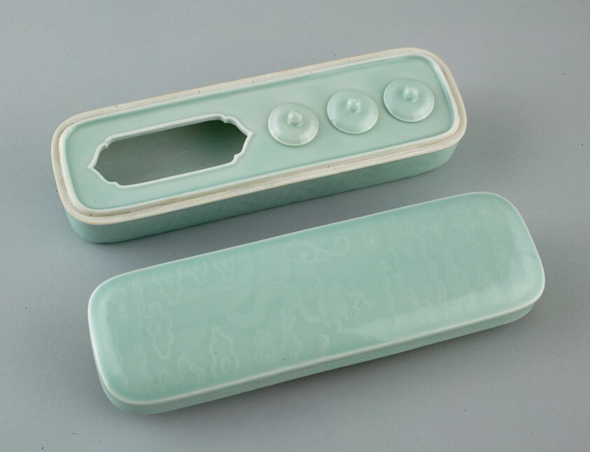 Writing Box with Dragons amid Clouds, Fitted with Small Containers for Ink