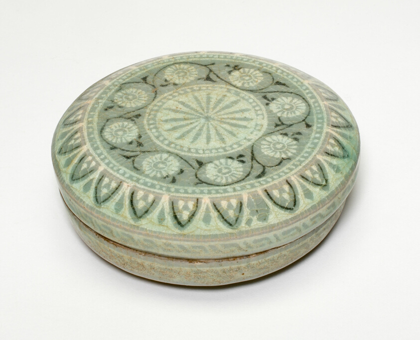Covered Cosmetic Box with Chrysanthemum Flower Heads