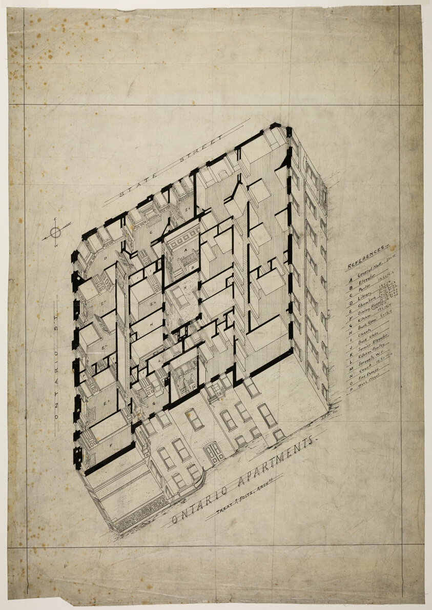 Ontario Apartment Building, Chicago, Illinois, Isometric