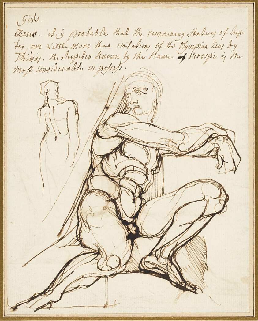 Study of Ignudo in Sistine Chapel, Rome (recto); Paraphrase of the Ignudo Seated to Upper Right of Prophet Jeremiah in Chapel, Rome (verso)