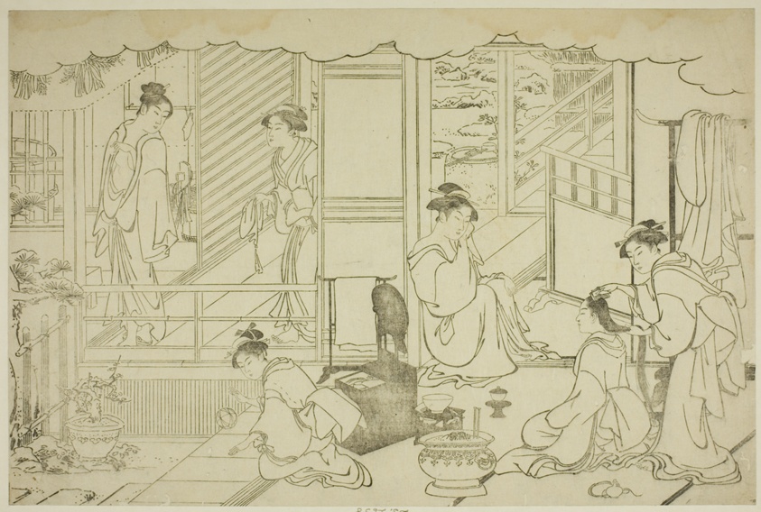 The First Bath of the New Year (Yudono hajime), from the illustrated book "Colors of the Triple Dawn (Saishiki mitsu no asa)"