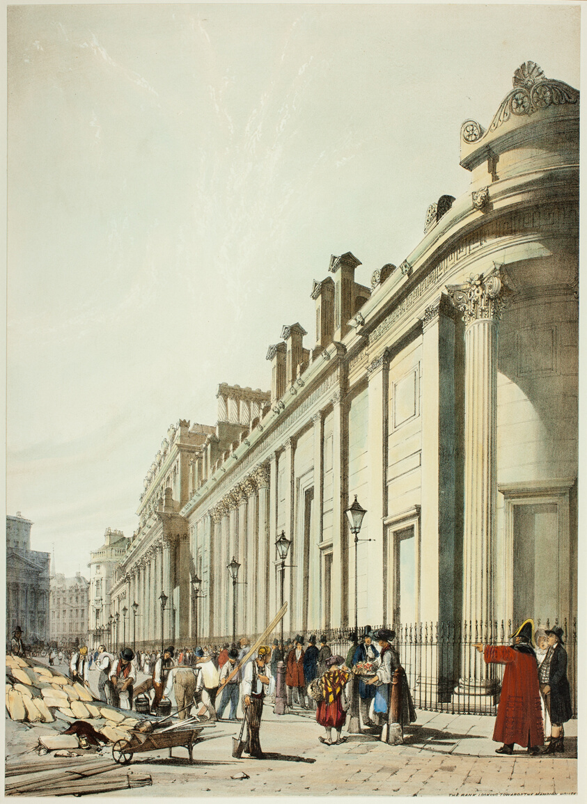 The Bank Looking Towards the Mansion House, from Original Views of London as It Is
