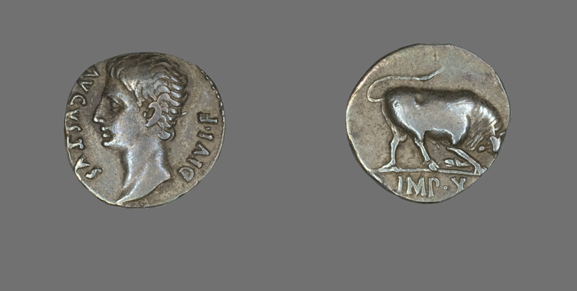 Denarius (Coin) Portraying Emperor Augustus