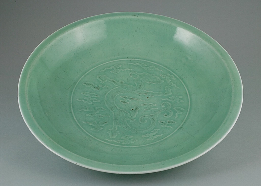 Dish with Dragon amid Clouds and Lotus Petals