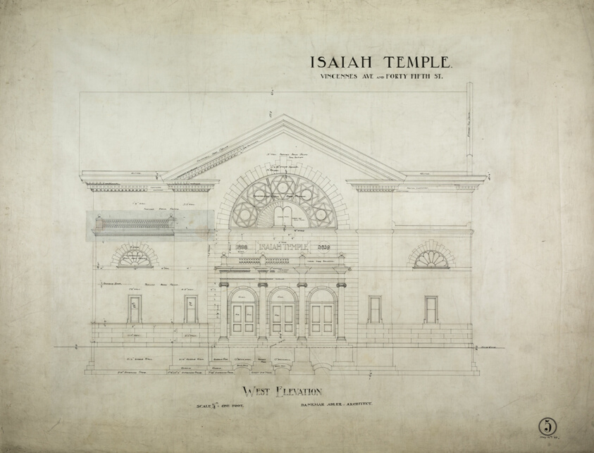 Isaiah Temple, Chicago, Illinois, West Elevation