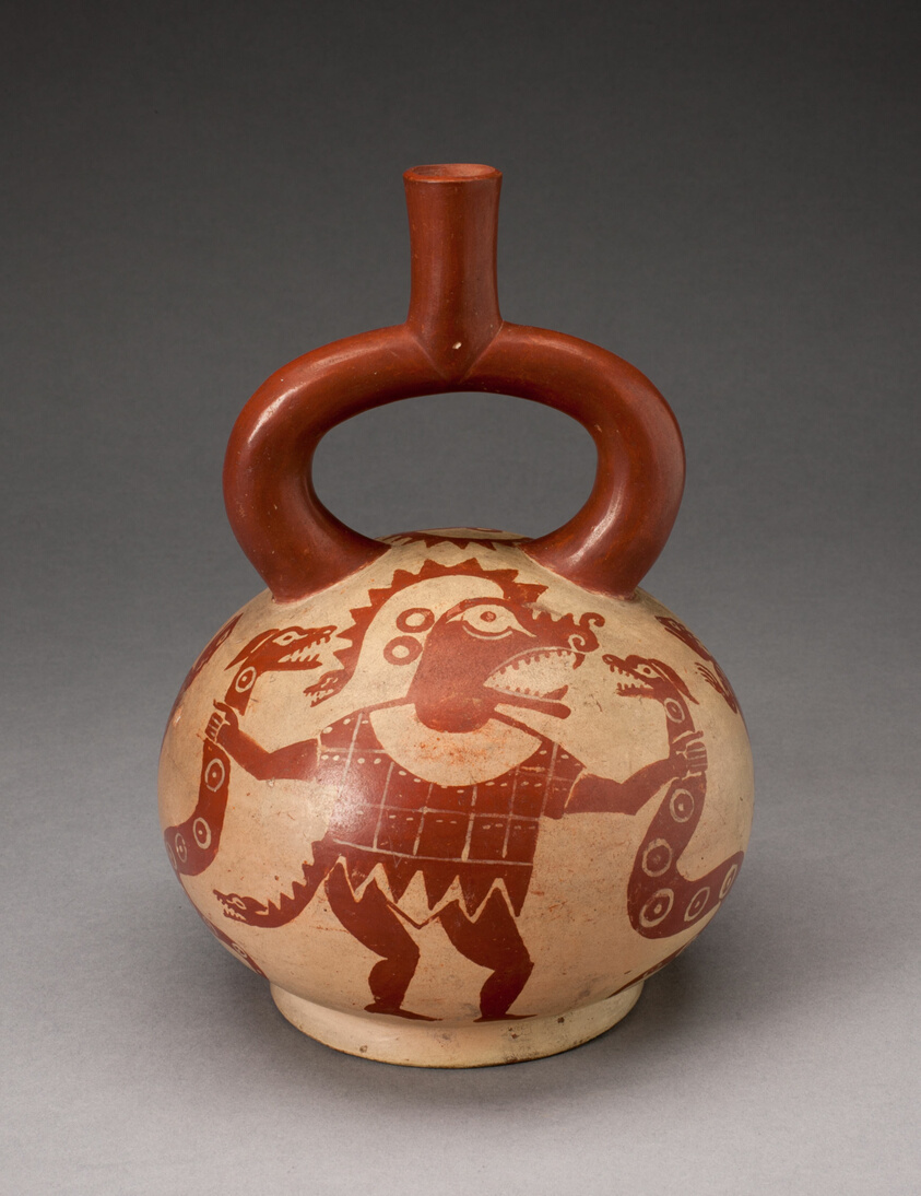 Ritual Vessel Depicting a Masked Deity with Serpents