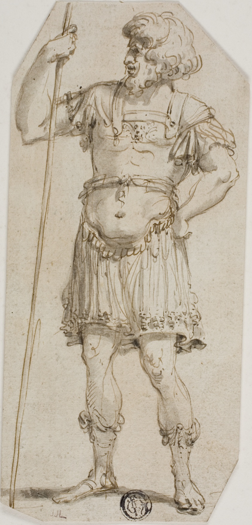 Standing Roman Warrior Holding Staff