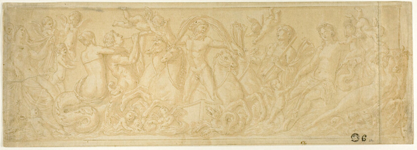 Chariot of Neptune Surrounded by Tritons, Nymphs, and Putti