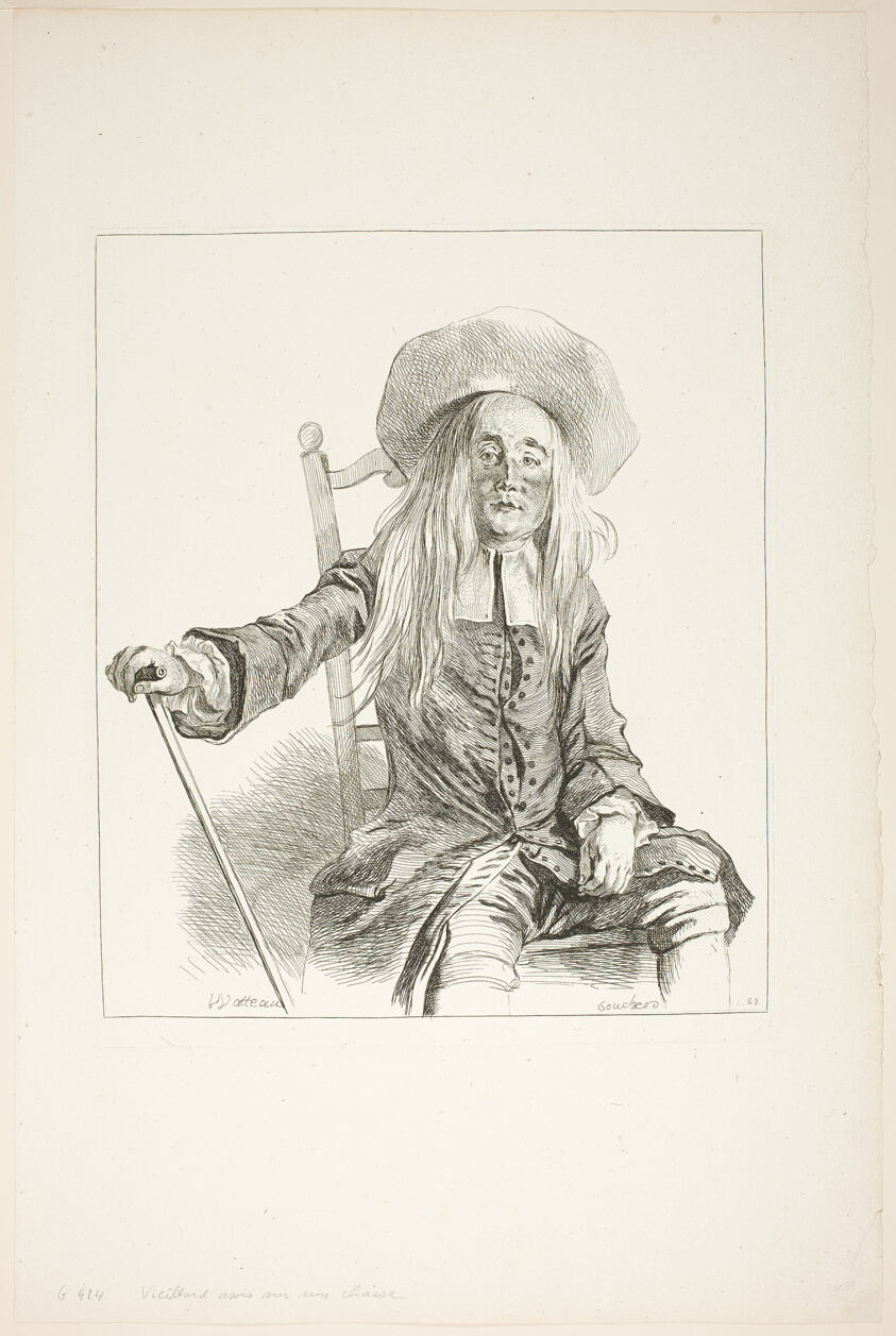Man Seated on a Chair, plate 69 from Figures de différents caractères...