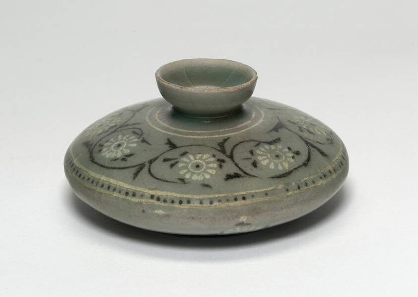 Oil Bottle with Chrysanthemum Flower Heads