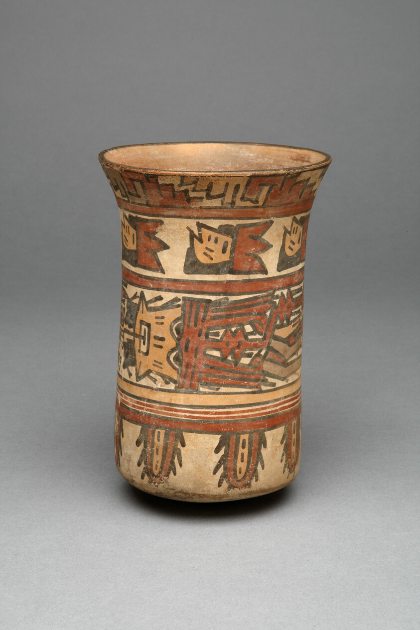 Beaker with Bands Containing Abstract Motifs