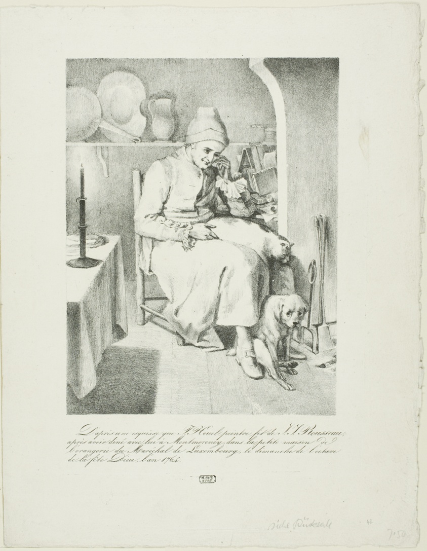 Sketch of Jean-Jacques Rousseau (recto); Forest Scene (verso)
