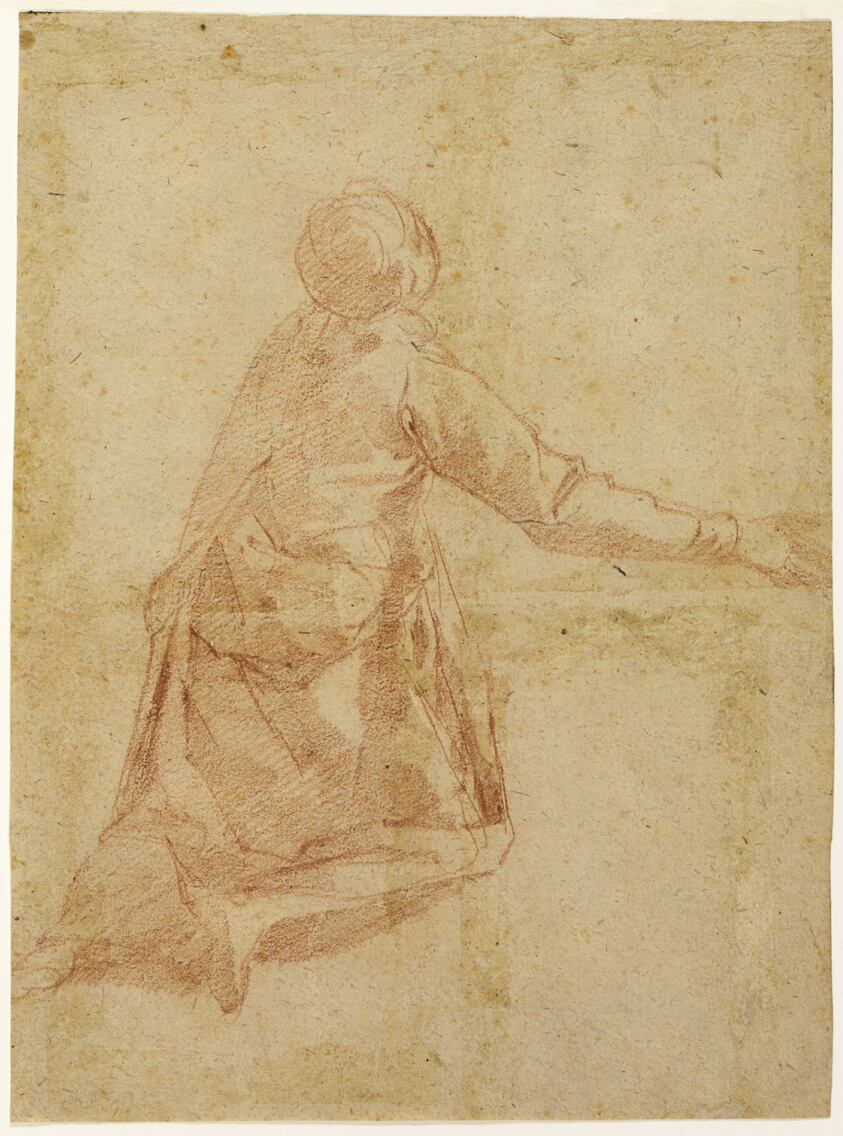 Kneeling Figure from the Back (recto); Three Half-length Studies of Veiled Female Figure (verso)