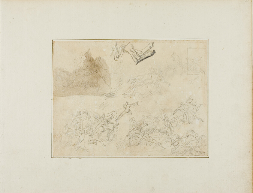 Sketches for a Cavalry Battle; the Hind Legs of a Dog