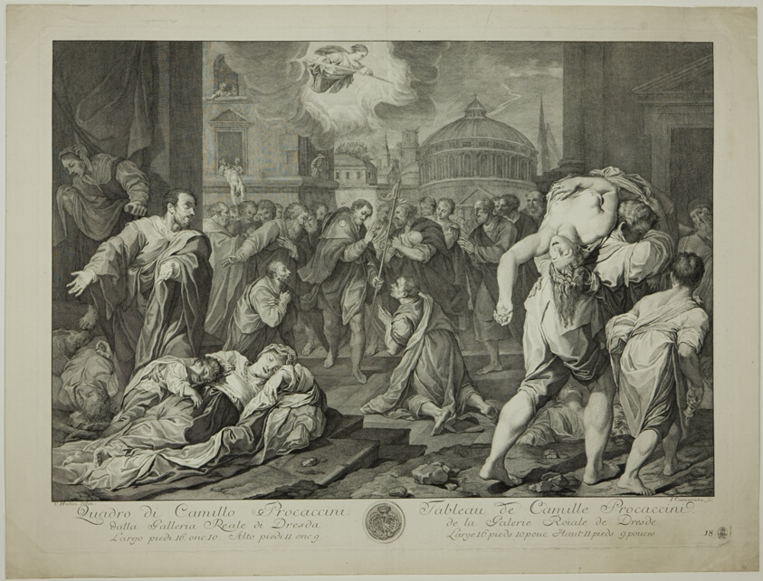 Saint Roch Healing Sufferers from the Plauge, from Recueil d'estampes d'après les plus célèbres tableaux de la Galerie Royale de Dresde