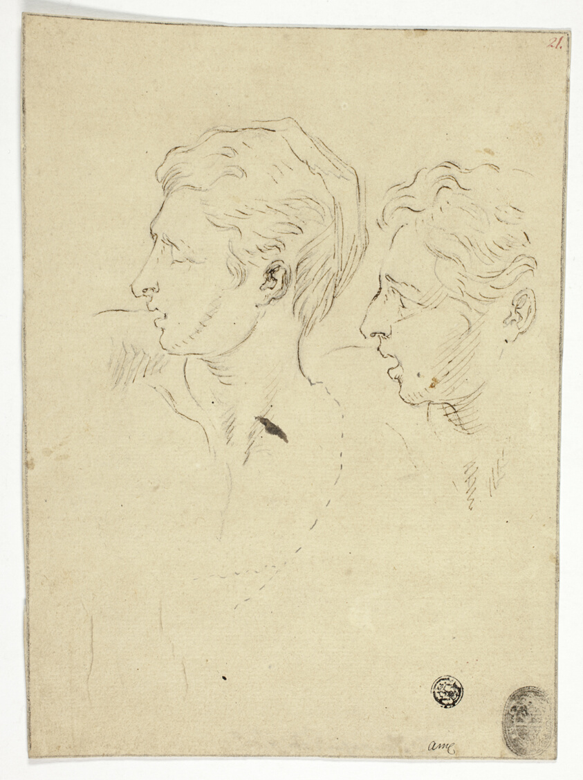 Sketch of Two Men Turning Left