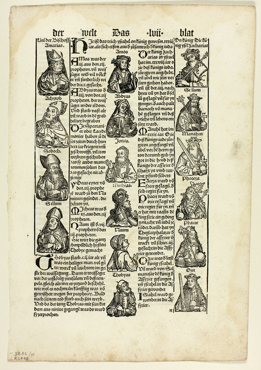Bishops, Prophets, and Kings from Schedel Weltchronik (Schedel's World History), Plate 10 from Woodcuts from Books of the 15th Century
