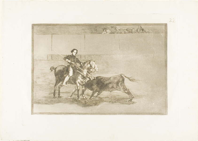 Manly courage of the celebrated Pajuelera in the ring at Saragossa, plate 22 from The Art of Bullfighting