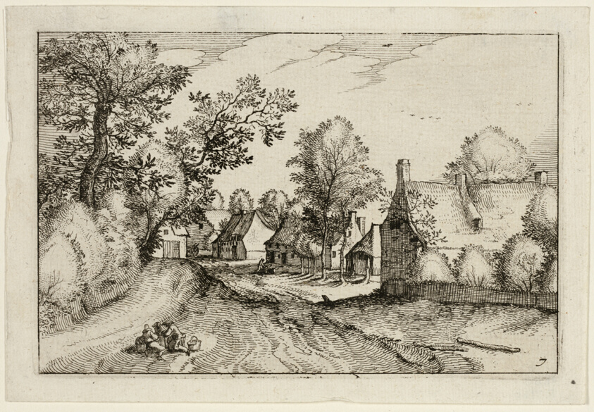 A Village Road, plate seven after Pictures of Farms, Country Houses and Rustic Villages (Praediorum villarum et rusticarum casularum icones)