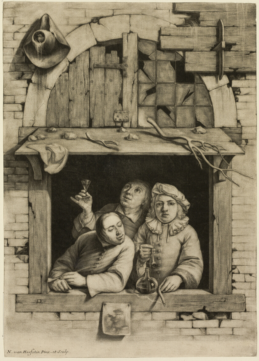 Three Smokers at a Window