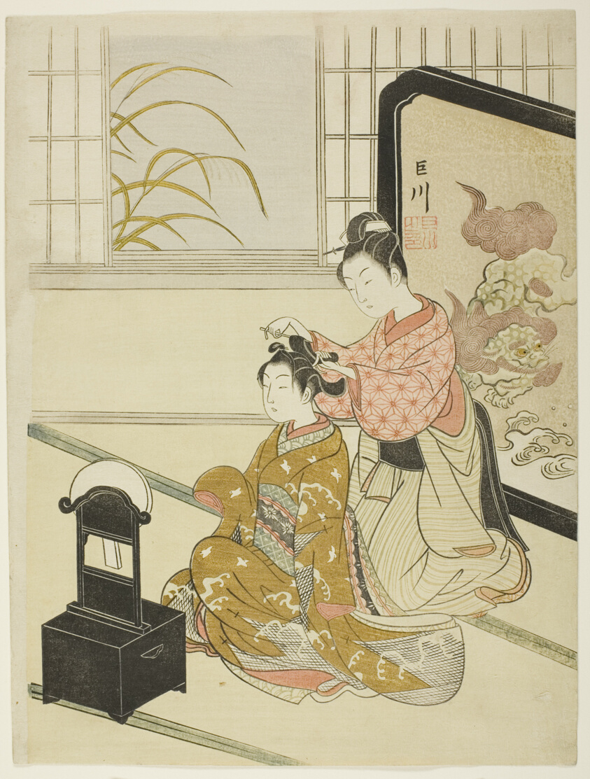 The Autumn Moon in the Mirror (Kyodai no shugetsu), from the series "Eight Views of the Parlor (Zashiki hakkei)"