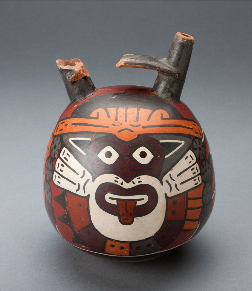 Vessel Depicting a Costumed Ritual Performer Wearing a Feline Mask
