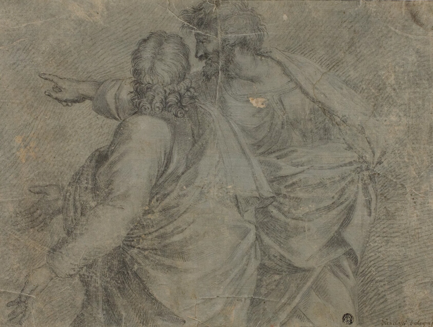 Two Men Conversing and Gesturing