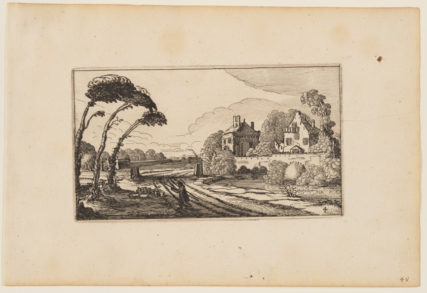 Road to Left of a Moated and Walled Country House, from Twelve landscapes with Figures