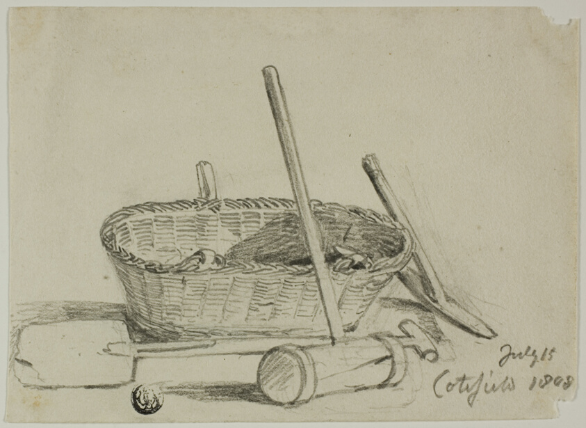 Wicker Basket, Mallet, Shovel, Pick