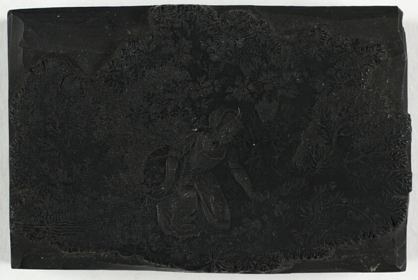 Woodblock for Woman Picking Flowers