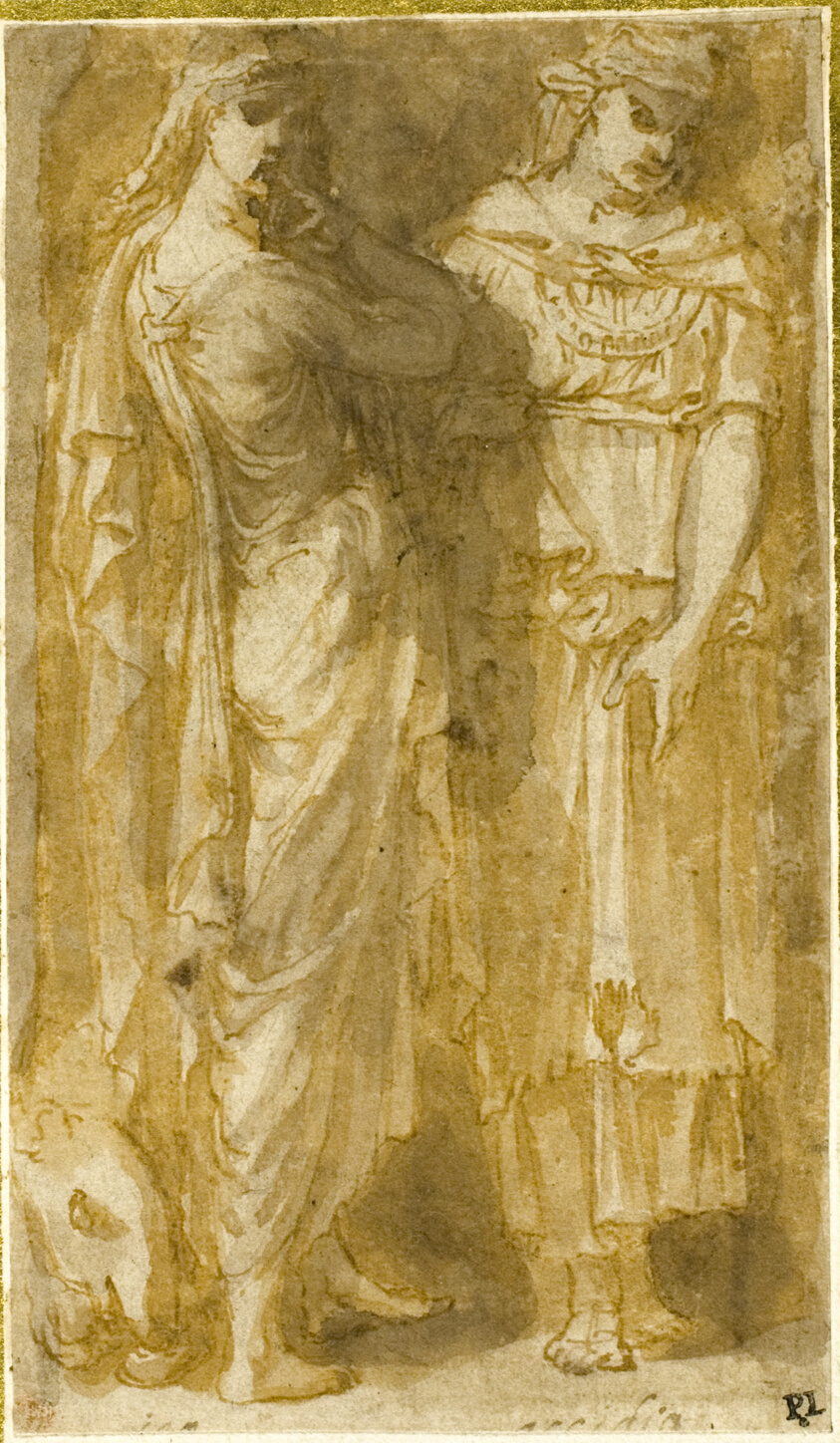 Two Standing Female Allegorical Figures: Anger and Sloth