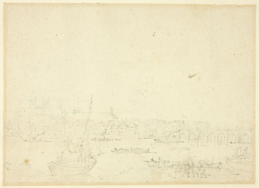 Study for View of Westminster Hall and Bridge, from Microcosm of London