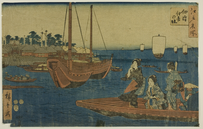 The Sumiyoshi Shrine at Tsukuda Island, from the series Famous Places in Edo