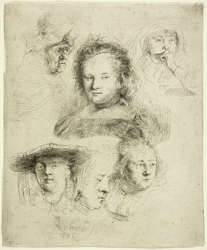 Studies of the Head of Saskia and Others