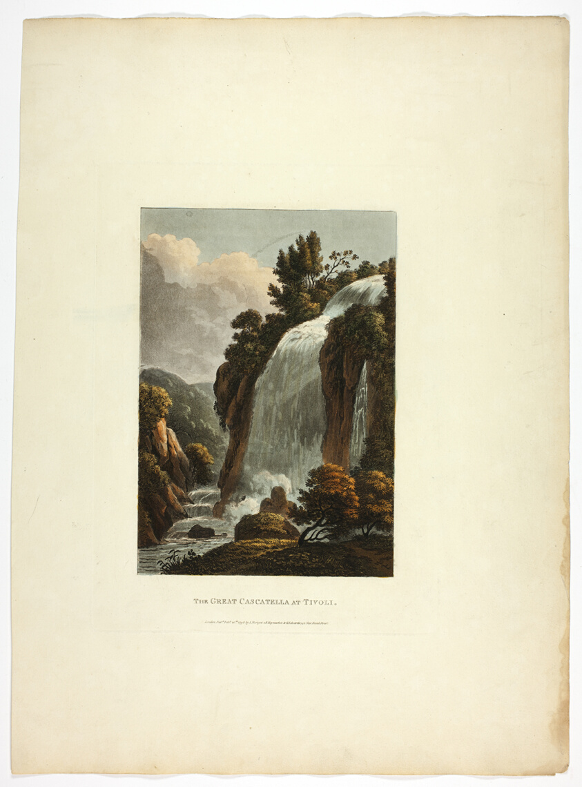 The Great Cascatella at Tivoli, plate thirteen from A Select Collection of Views and Ruins in Rome and its Vicinity