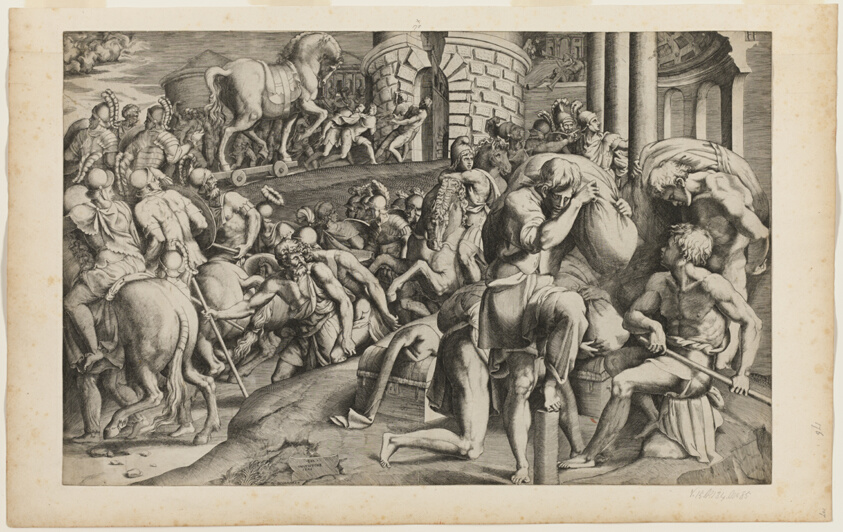 The Trojan Horse Being Dragged into the City of Troy