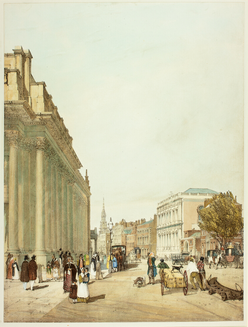 Board of Trade, Whitehall, from Downing Street, plate eight from Original Views of London as It Is