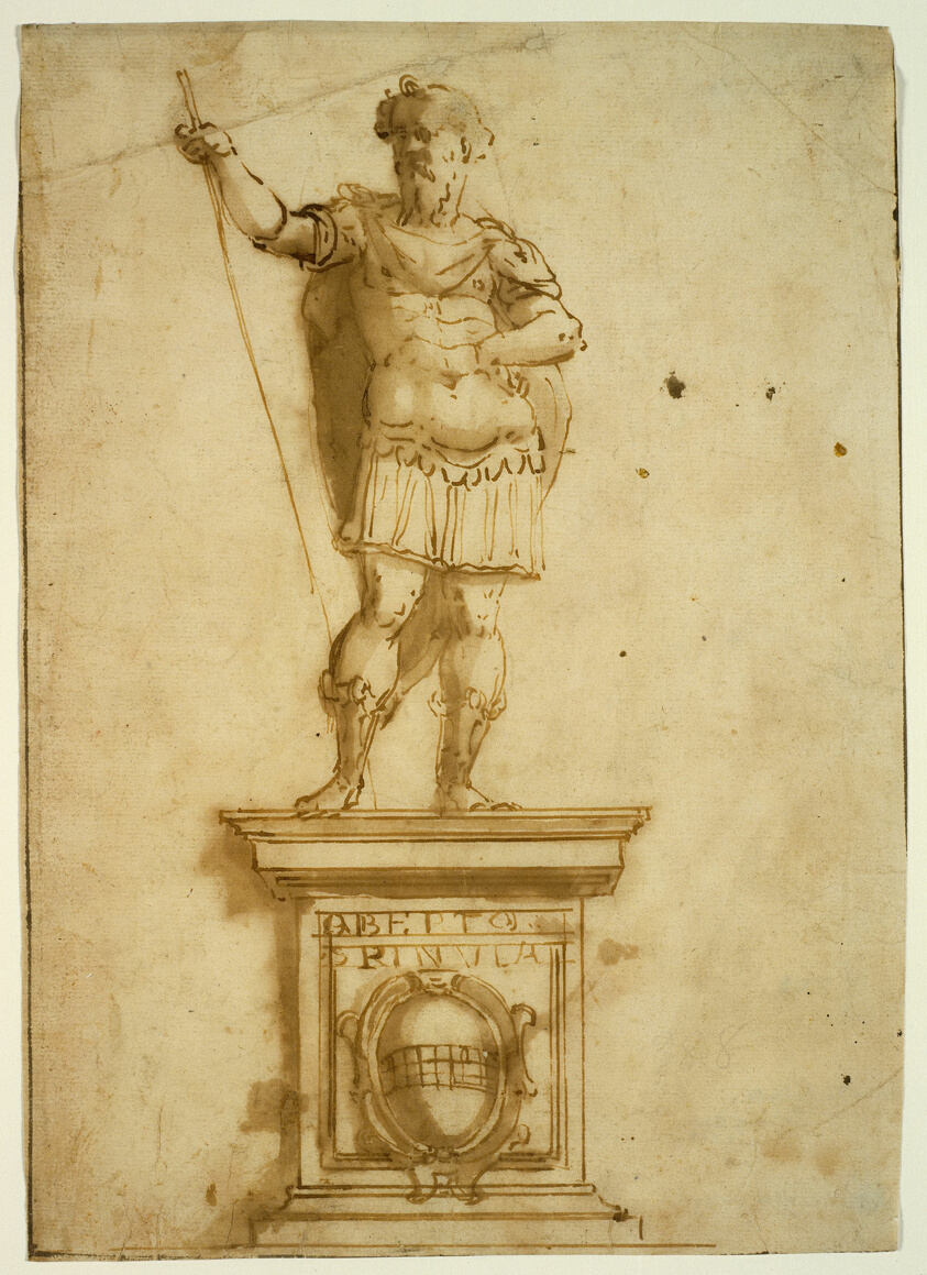 Statue of Standing Warrior on a Pedestal