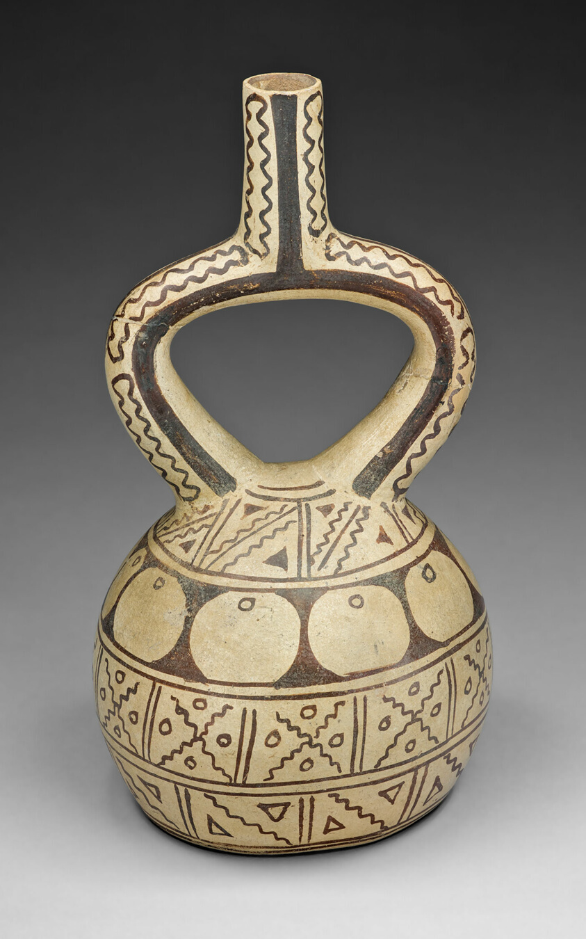 Stirrup Spout Vessel with Geometric Motifs
