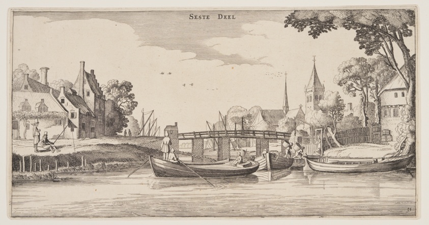 Landing-Stage in a Village, from Landscapes (Playsante Lantschappen)