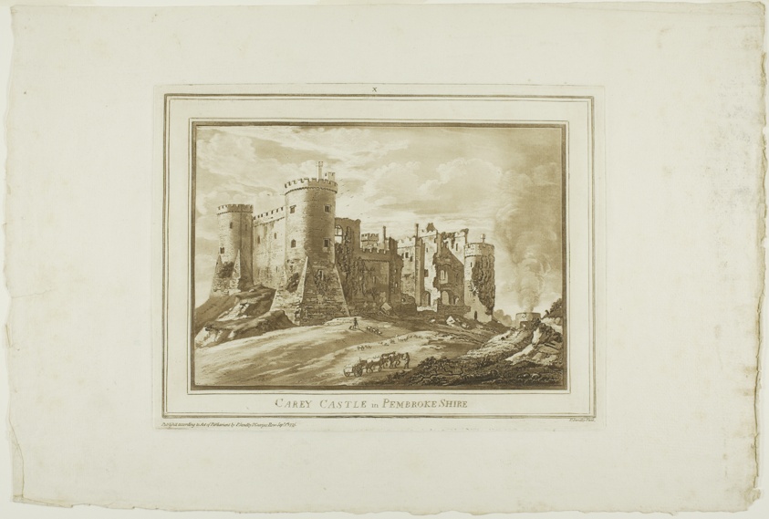 Carey Castle in Pembroke Shire, plate ten from Twelve Views in South Wales