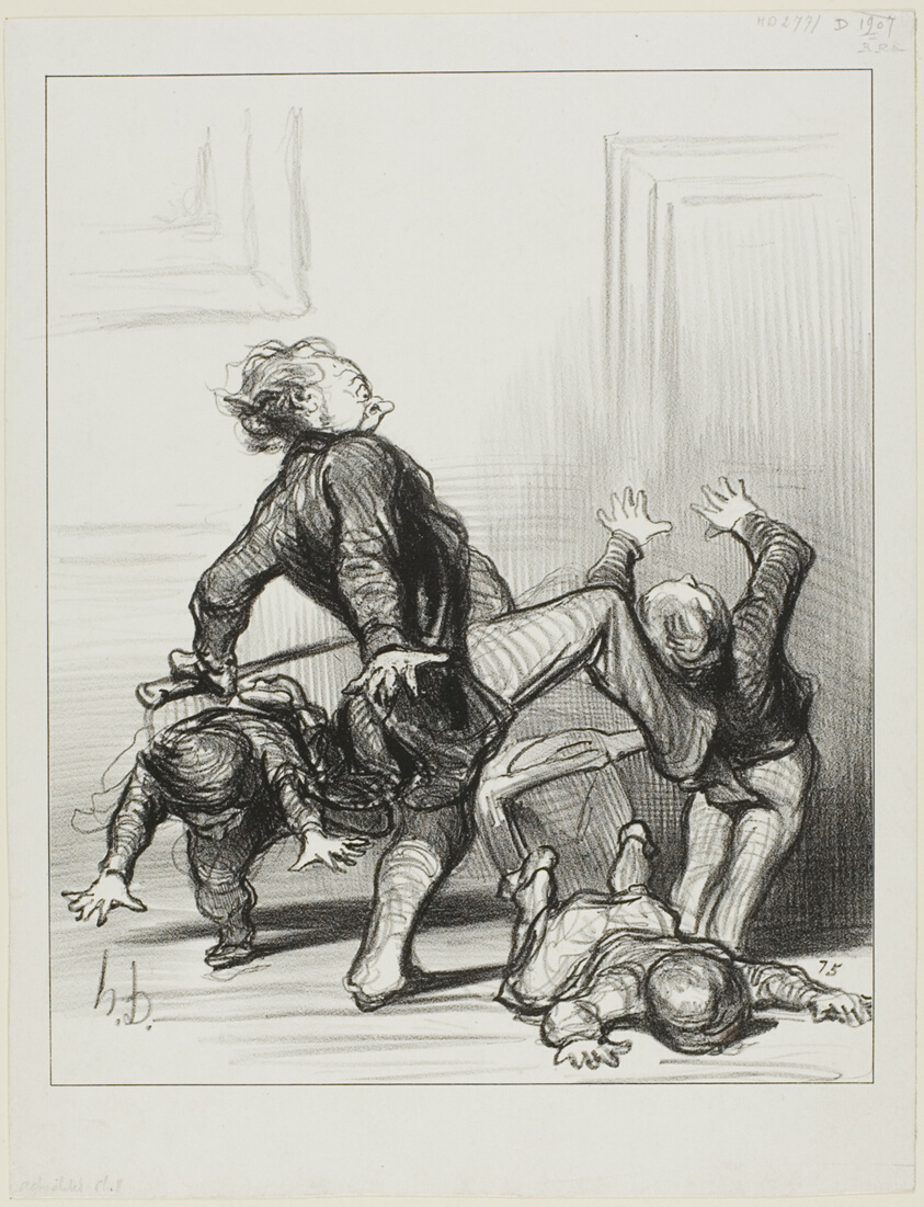 The Influence of the Peace Congress. “Oh you scoundrels, you are fighting again... you still don't know that man should live in peace and be master of himself,” plate 8 from Actualités