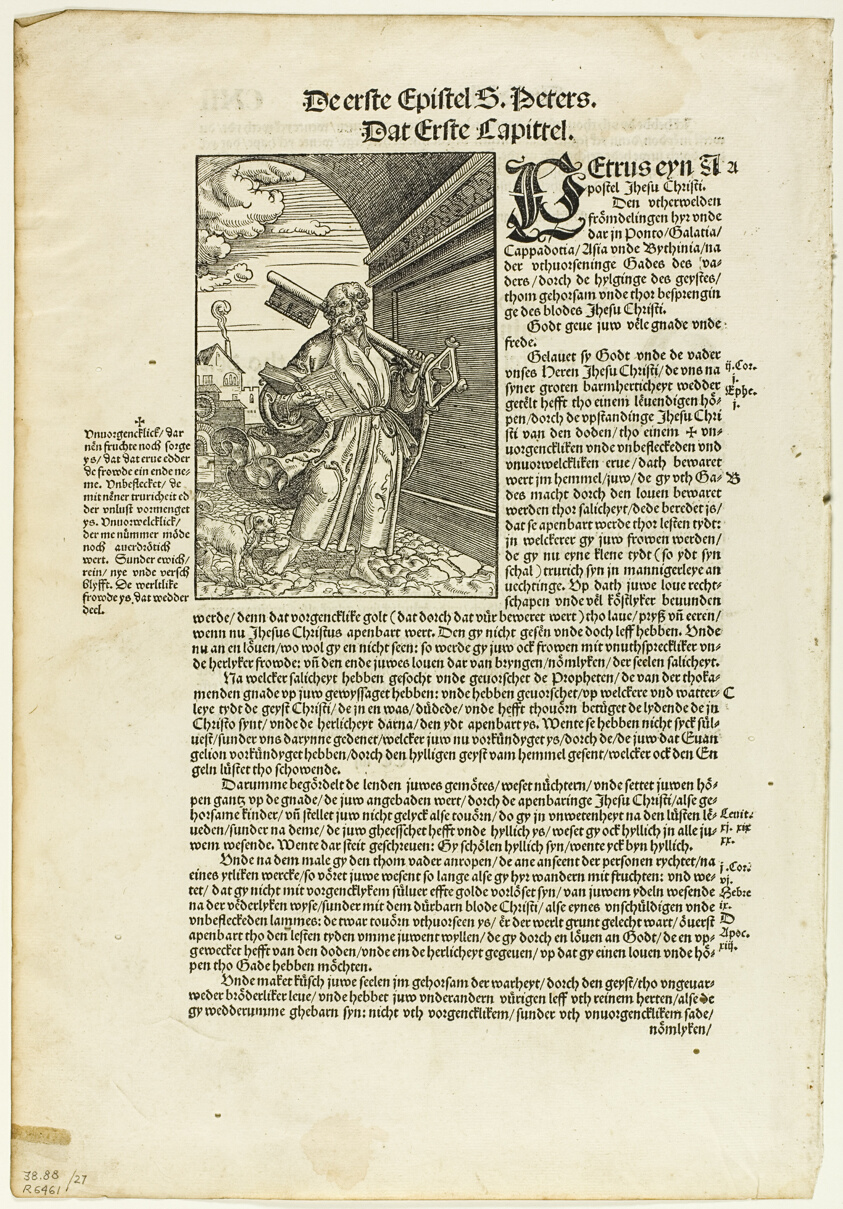 St. Peter from De Biblie vth der vthlegginge Doctoris Martini Luthers, plate 27 from Woodcuts from Books of the XVI Century