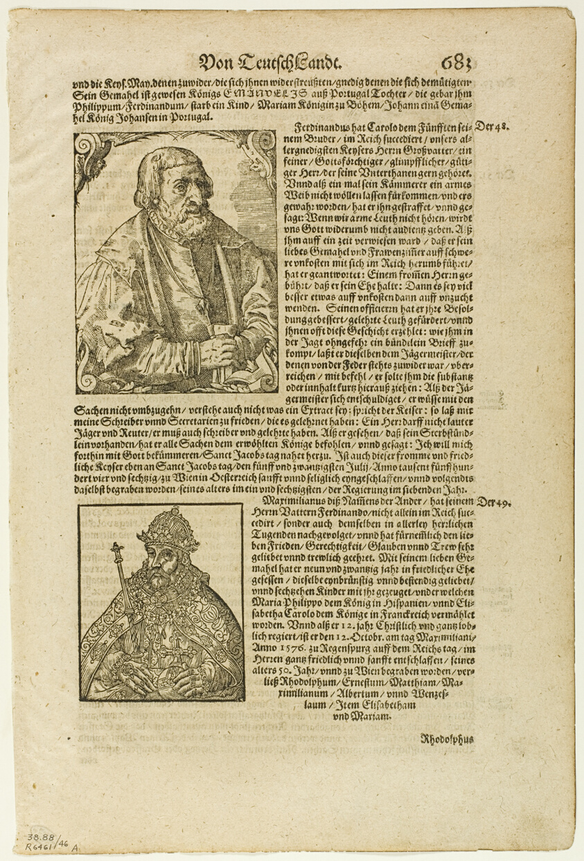 Illustration from "Kosmographie" by Sebastian Munster, plate 46 from Woodcuts from Books of the XVI Century