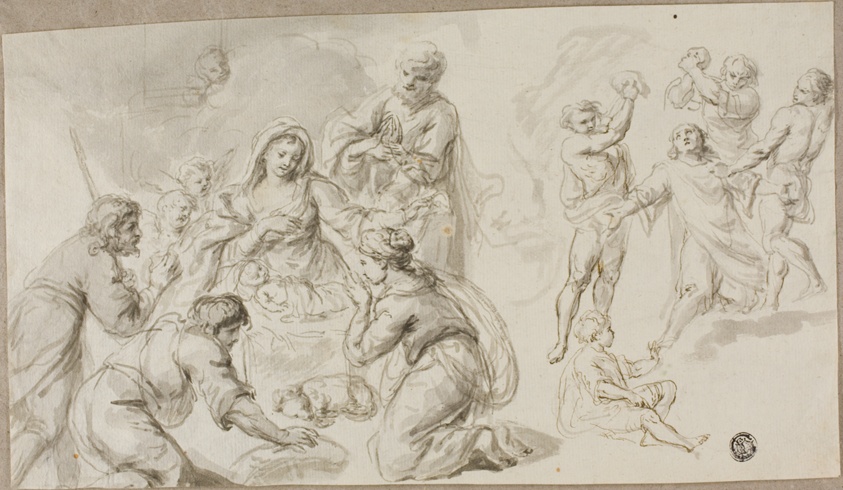 Adoration of the Shepherds; Stoning of Saint Stephen