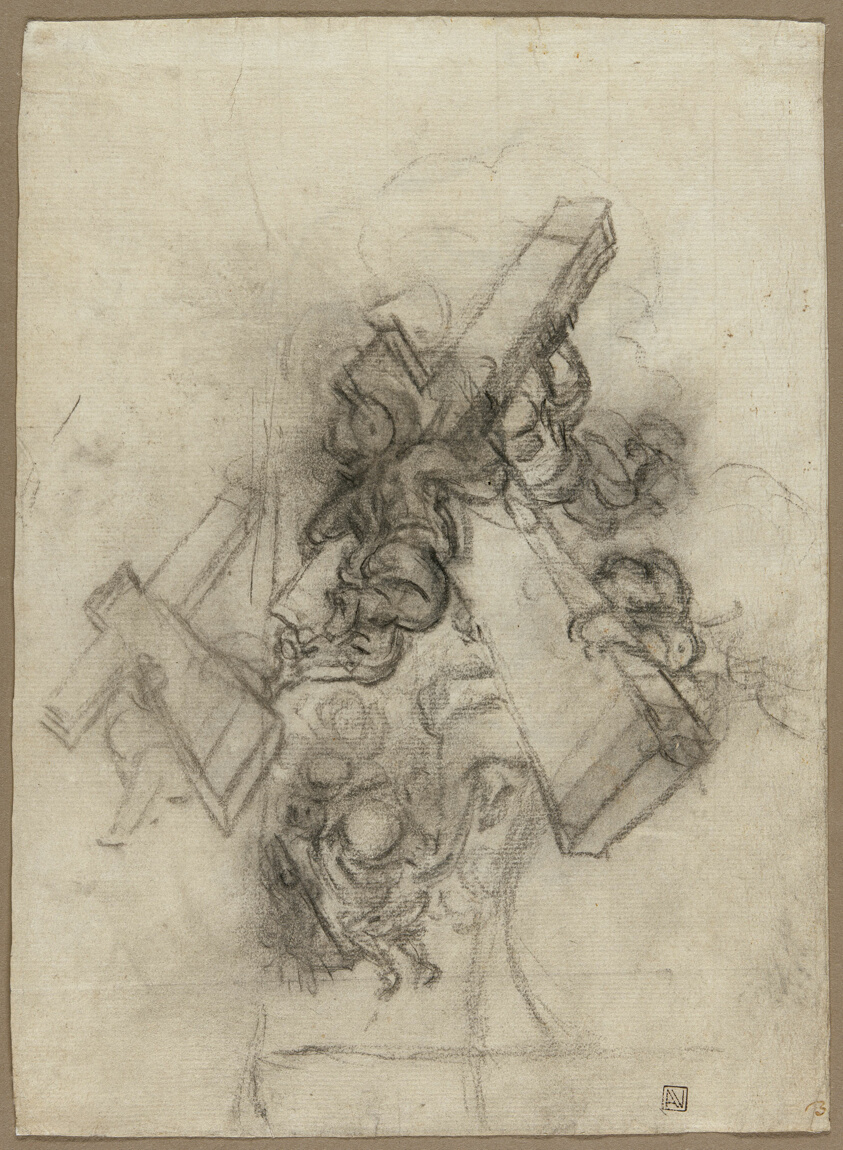 Putti Carrying the Cross (recto); Studies of a Hand (verso)