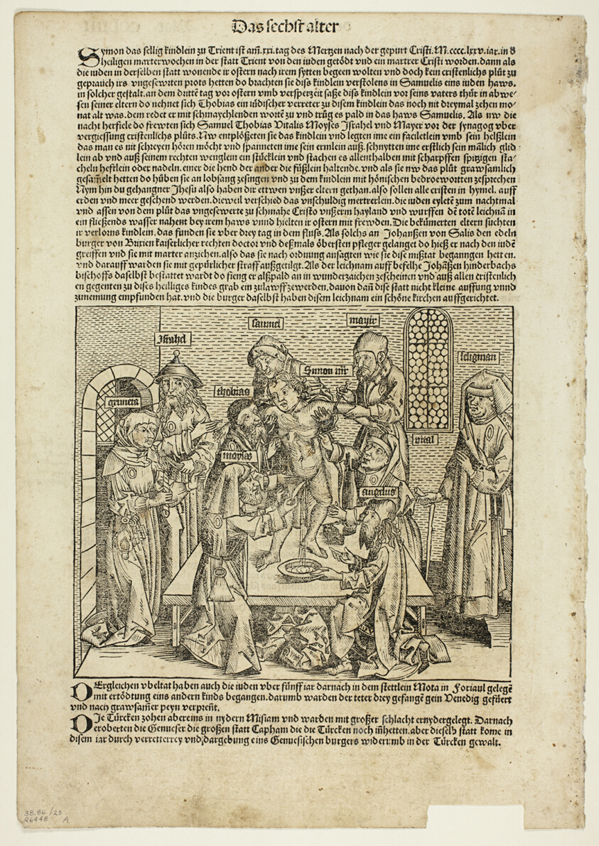 The Martyrdom of Saint Simon of Trent from Schedel Weltchronik (Schedel’s World History), Plate 23 from Woodcuts from Books of the 15th Century