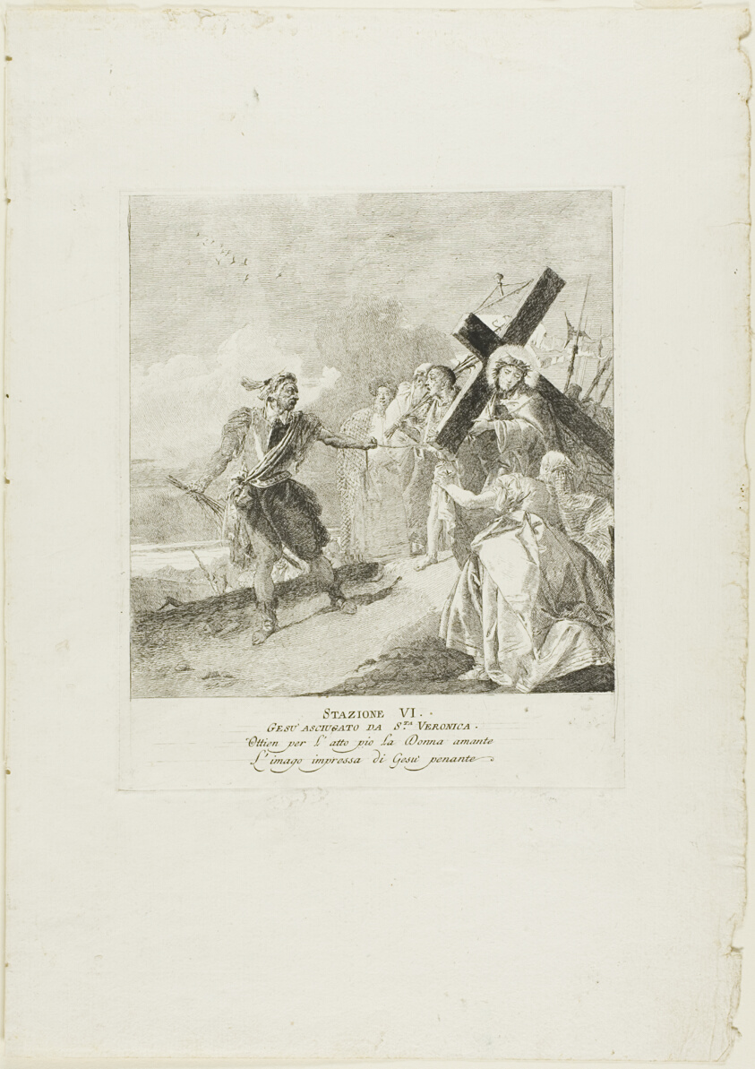 Christ's Face is Wiped by St. Veronica, plate six from Stations of the Cross