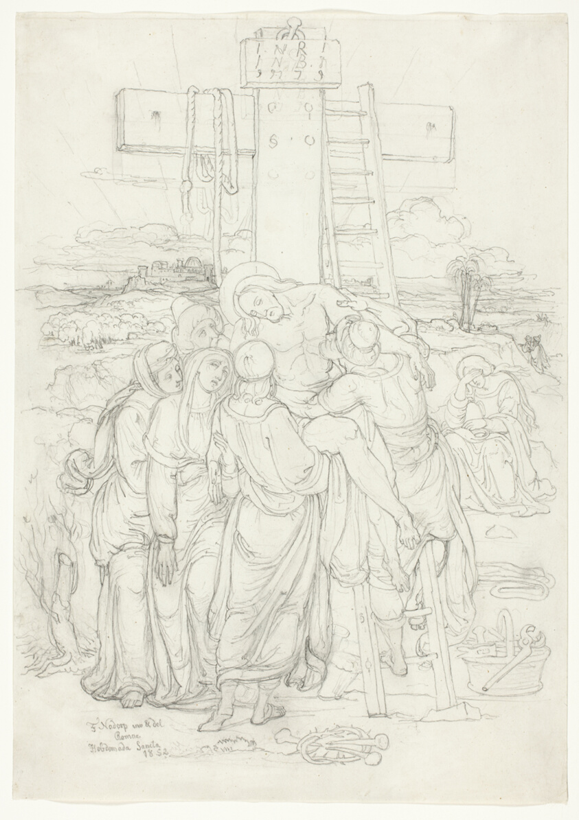 Descent from the Cross with a Silhouette of Jerusalem in the Background